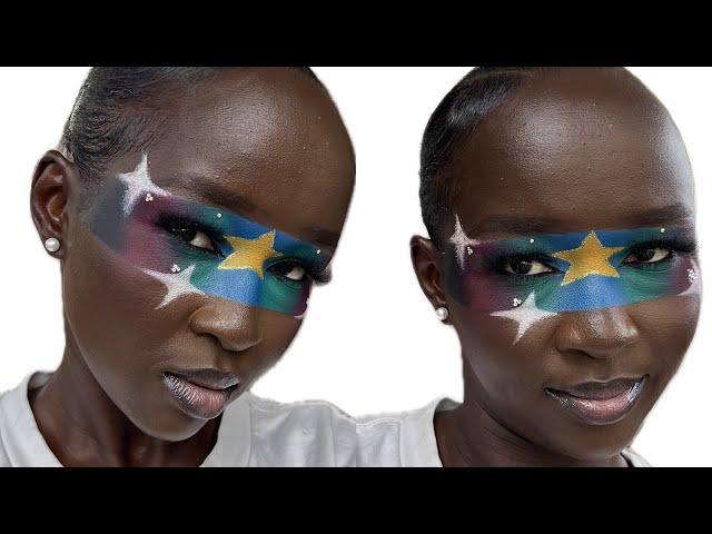 South Sudan Flag Makeup Tutorial