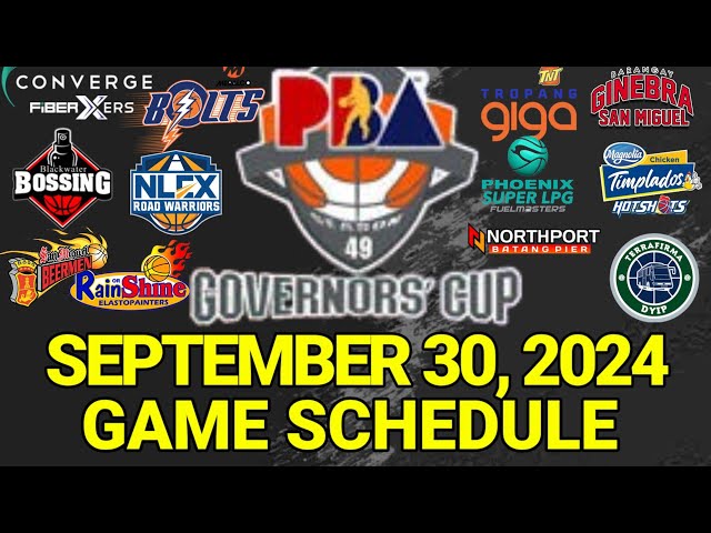 PBA Game Schedule Today September 30, 2024 | PBA Governors' Cup Quarterfinals Schedule Update