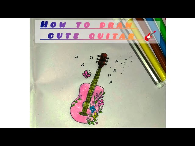 how to draw cute guitar 🎸 and easy steps drawing