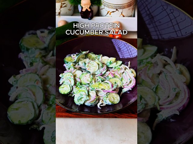 Healthy High-Protein Cucumber Salad Recipe 🥗 | Quick & Refreshing Snack #shorts #salad #saladideas