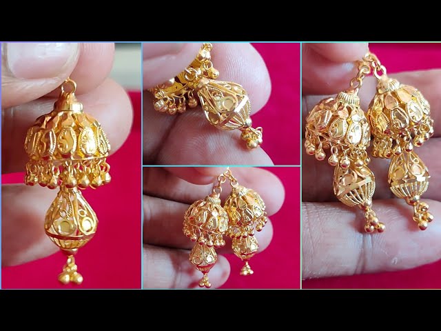 Gold jhumka new design 2021/Gold jhumka designs with weight and price 2021