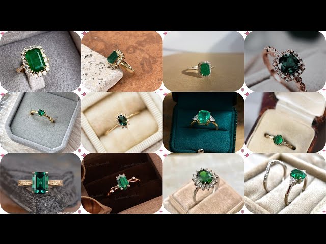 green emerald engagement rings designs||green stone ring for women||signle stone rings👌🏽💍