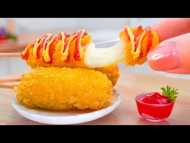 Satisfying Miniature Korean Cheese Hotdog Tutorial 🧀 Best of Mini Yummy Cheese Corn Dog Idea