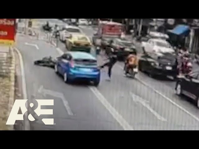 Motorcycle Rider ATTACKS After Being Knocked Over | Road Wars | A&E