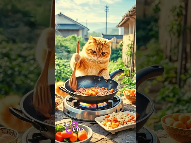 PET | The Chef Cat Cooking Noodles with Ground Meat