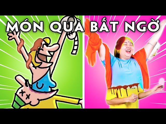 Đóng Giả Làm Quà Tặng Chồng Và Cái Kết Shock | Bắt Chước Hoạt Hình Cartoon Box | Woa Parody Vietnam