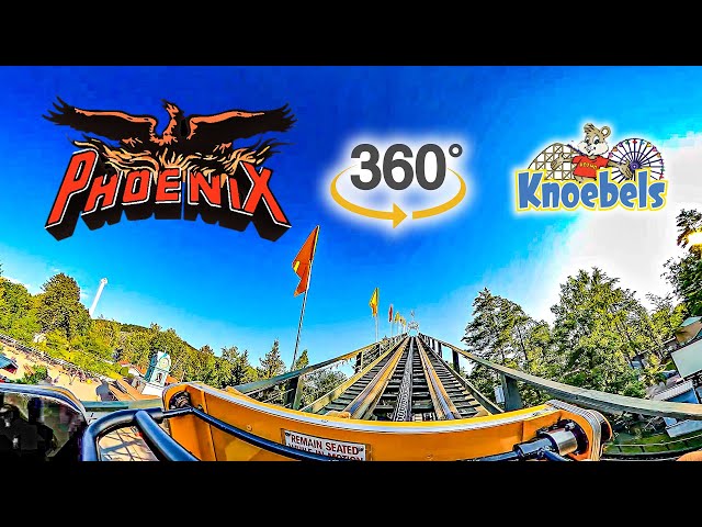 VR 360 Phoenix Roller Coaster On Ride Front Seat POV Knoebels Amusement Resort 2023 07 22