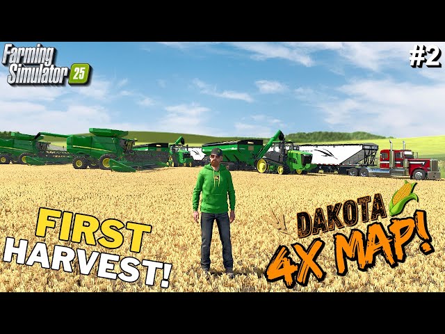 FIRST HARVEST ON THE NEW $7,000,000 AMERICAN MEGA FARM! | Dakota 4x | Farming Simulator 25 | FS25 #2