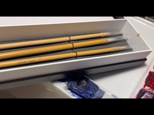 Golden Maple Calligraphy Brush Set Watercolor Demo (Near Island) and Review