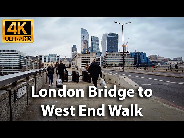 London Bridge to West End Walk | Walking Tour | City of London | 4K UHD 3D 360° binaural audio 🎧