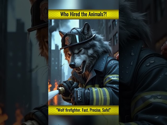 Wolf to the Rescue! 🐺🚒 #shorts #ytshorts #wolf #firefighter #ai