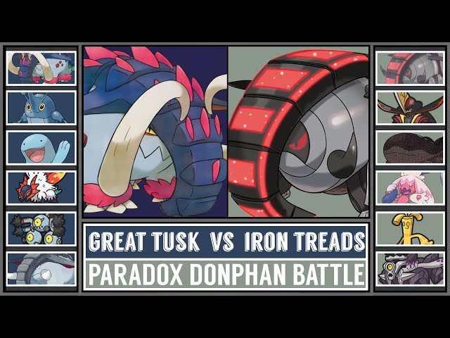 GREAT TUSK vs IRON TREADS | Paradox Donphan Battle [Pokémon Scarlet & Violet]