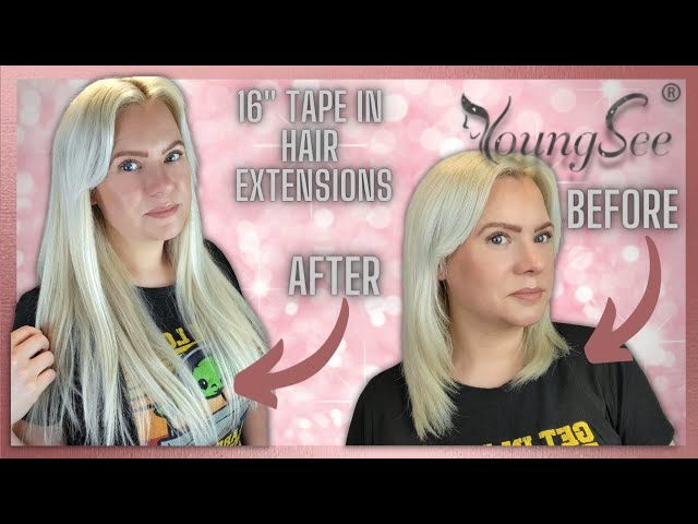 AMAZON YOUNGSEE 16" REMY #60 TAPE IN HAIR EXTENSIONS Fitting & Review | Clare Walch