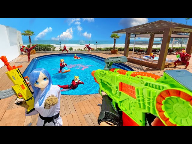 Nerf War | Water Park & SPA Battle 16 (Nerf First Person Shooter)