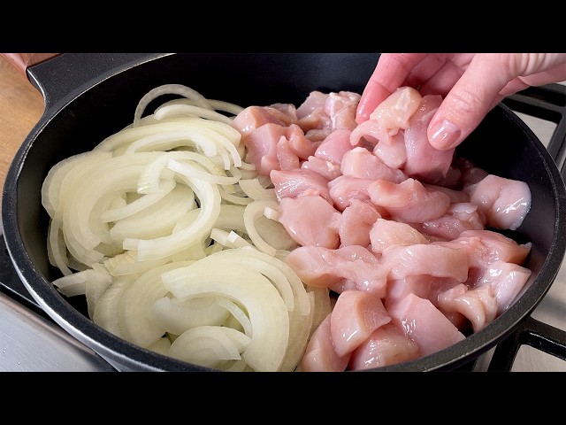 ❗️The most delicious chicken fillet with onions! The secret to tender chicken meat in 5 minutes