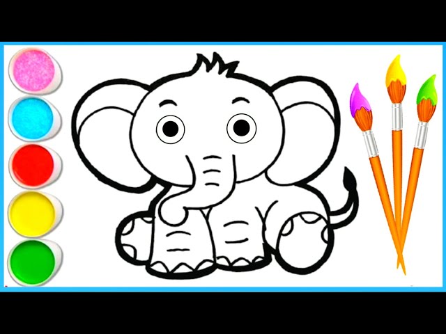 How to Draw easy baby elephant | painting for kids toddlers | Elephant Drawing