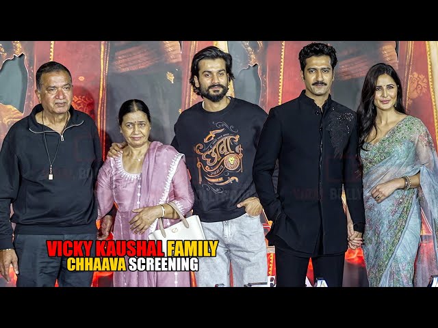 Katrina Kaif, Vicky Kaushal and Family arrive at Chhaava Screening