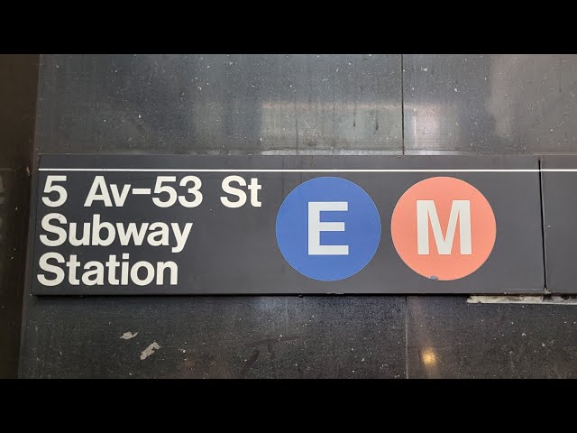 IND Subway: R160 (E) and (M) trains at 5th Avenue-53rd Street (8/13/24)