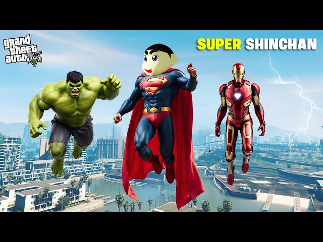 Shinchan Steals Franklin's Super Suit & Rescues Doraemon as Super Shinchan in GTA 5!