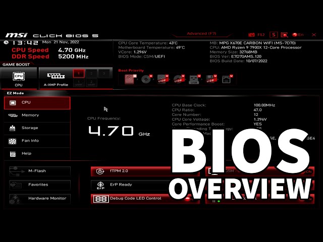 MSI MPG X670E Carbon WiFi BIOS Overview