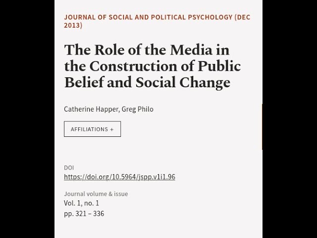 The Role of the Media in the Construction of Public Belief and Social Change | RTCL.TV