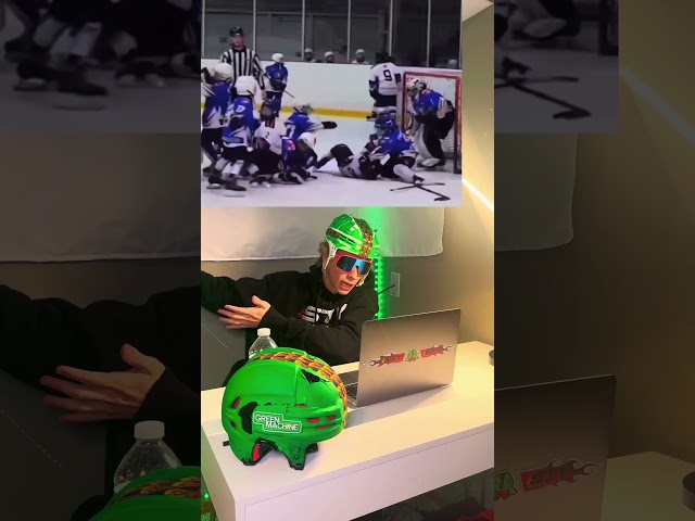 Green Machine reacts to Hockey Fight 😂 #hockey