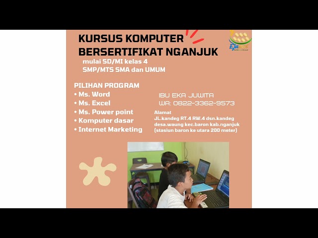 Hub. WA : 0822-3362-9573, Tempat Les Komputer Balongasem Lengkong Nganjuk