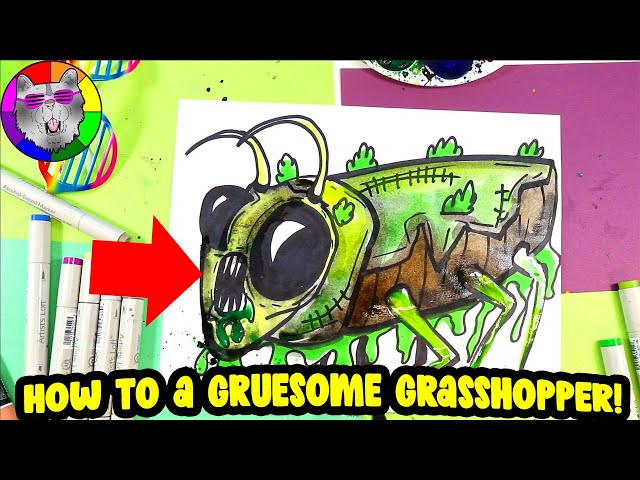 How to Draw a Gruesome Grasshopper for Kids!!