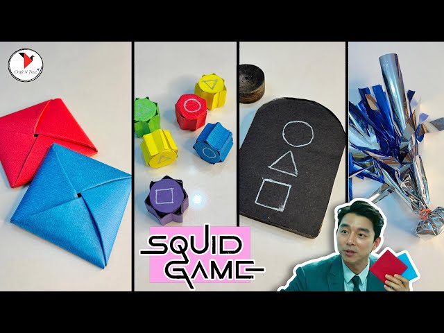 DIY GAMES FROM SQUID GAME | How To Make Paper Ddakji | Gonggi | Flying Stone | Jegi