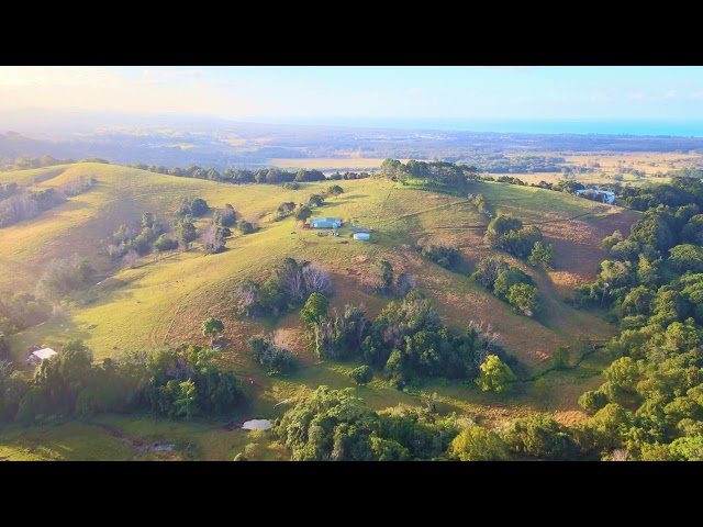 Flying over Byron Bay's hinterland (Telopa). Beautiful countryside views.