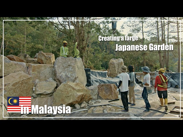 (Pro.66 - Ep.2) Making waterfall! Professional Japanese Gardeners create a  garden in Malaysia