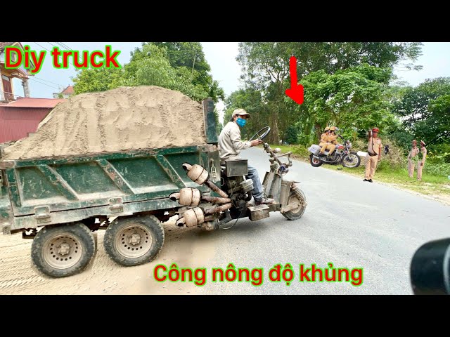 Công nông chở cát cực mạnh , cong nong chở gạch , máy xúc mini xúc cát lên ô tô tải | sand truck diy