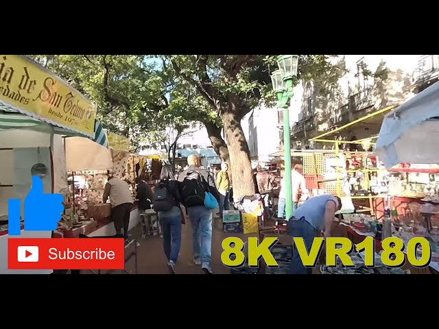 8K VR180 3D Feria de San Telmo Sundays in Buenos Aires Argentina (Travel videos, ASMR/Music 4K/8K)