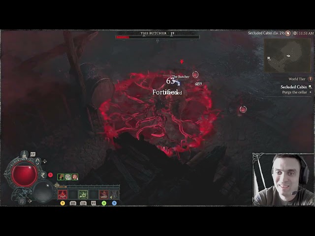 Diablo 4 [Season 1] Level 29 Necro vs Butcher on Hardcore in a Cellar 😂