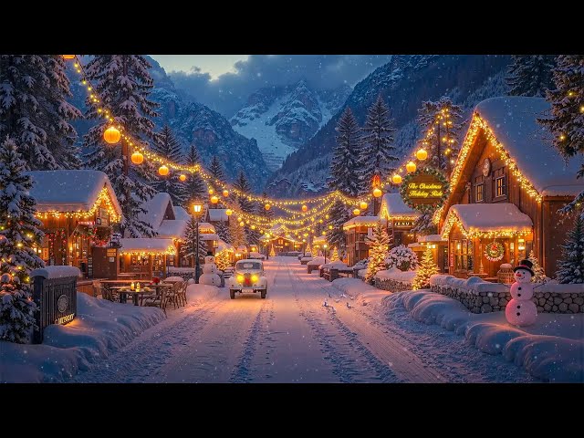 Warm Winter Nights🎅Holiday Jazz & Café Charm❄️Snowy Mountain Town Streets & Perfect Christmas Vibes