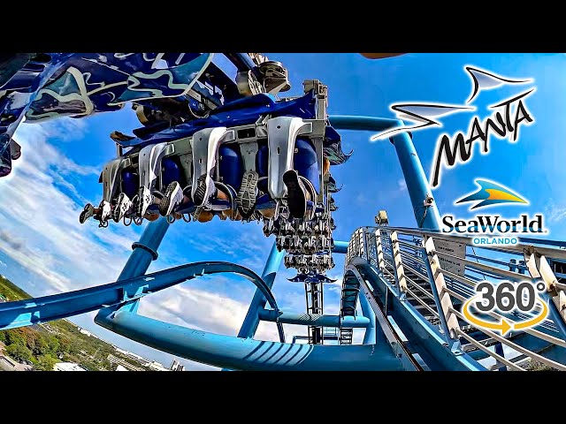 VR 360 Manta Roller Coaster On Ride Back Seat POV SeaWorld Orlando 2024 10 01