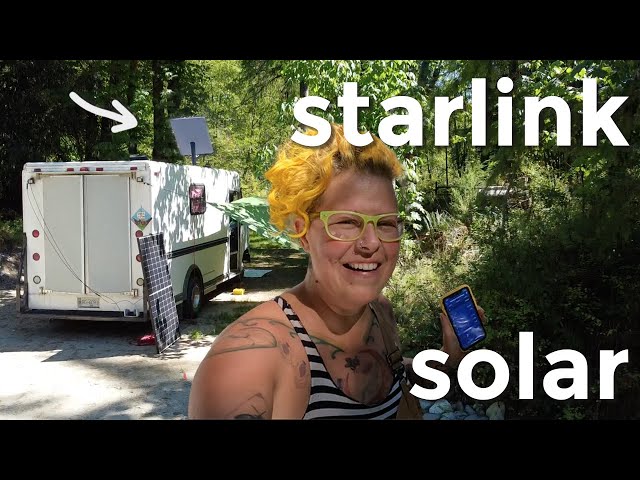 Off grid van camping in the woods solar power & STARLINK