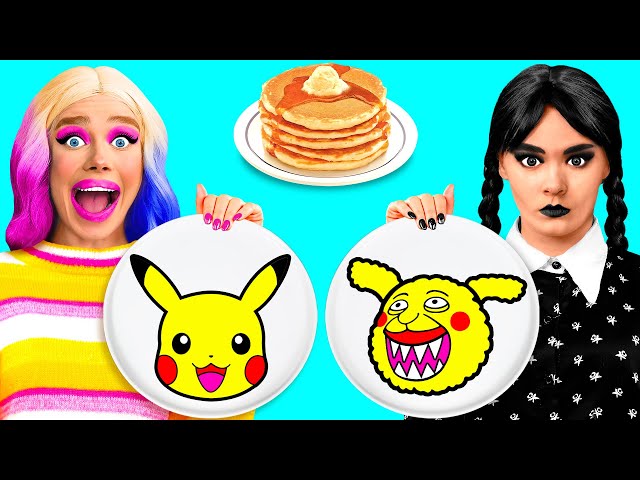 Pancake Art Challenge with Wednesday Addams | Crazy Challenge by BaRaDa