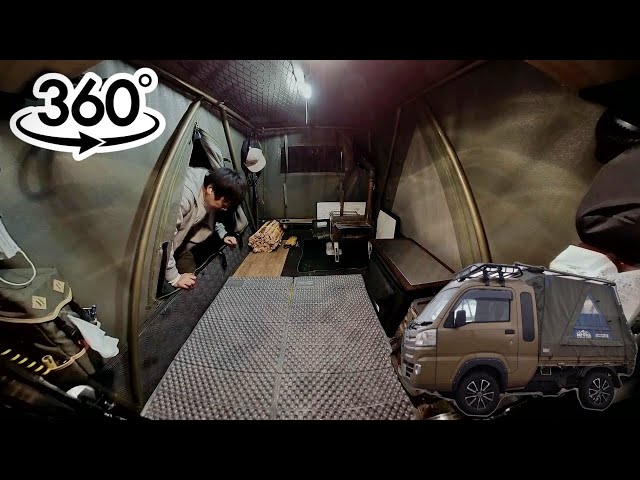 360° video of the interior of my camper. How to install a wood stove and what to look out for.