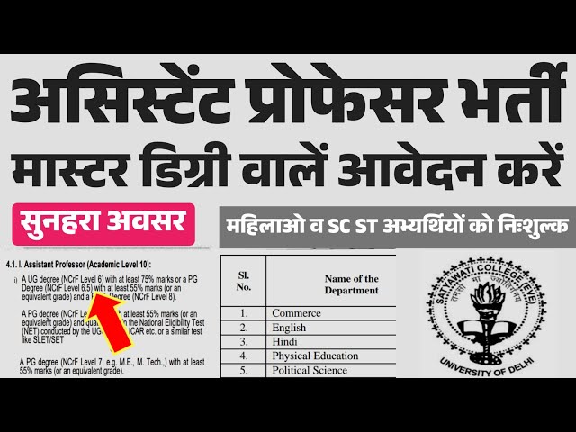 Master's Degree Teaching Post सुनहरा अवसर | Assistant Professor vacancy 2025 | Permanent post | NET