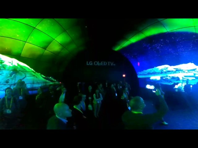 Tunnel of 216 OLED TV's at the LG Booth for CES 2017 filmed with the LG 360 CAM