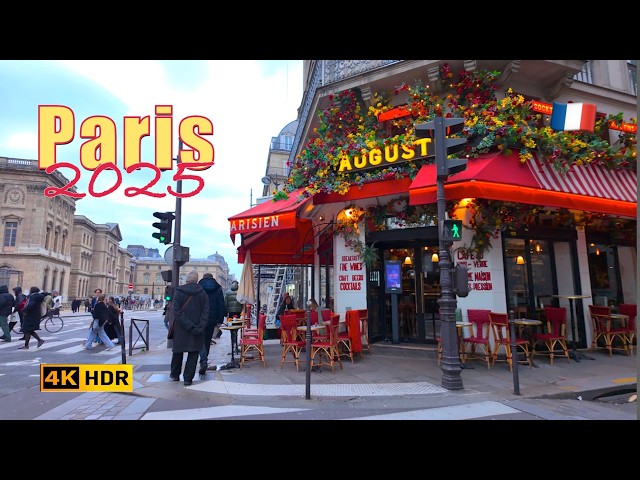 Paris, France - Walking along Rue de Rivoli, HDR walking tour in Paris - Paris 4K