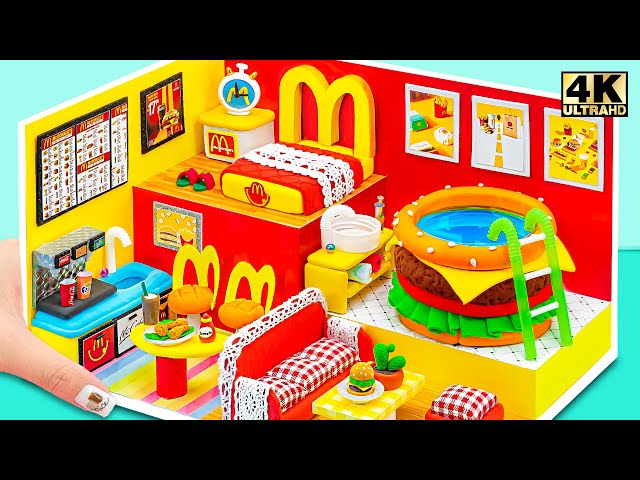 DIY Build McDonalds Bedroom, Kitchen, Beef Burger Pool from Clay 10+ DIY Miniature House Compilation