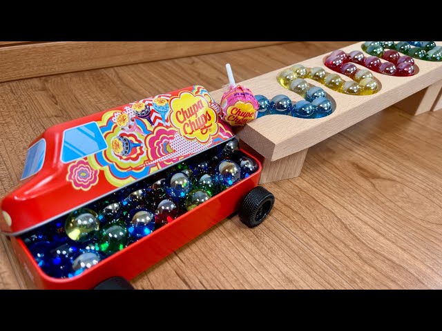 Marble Run ASMR ♫ HABA Slope & Chupa Chups Car & Skeleton Car