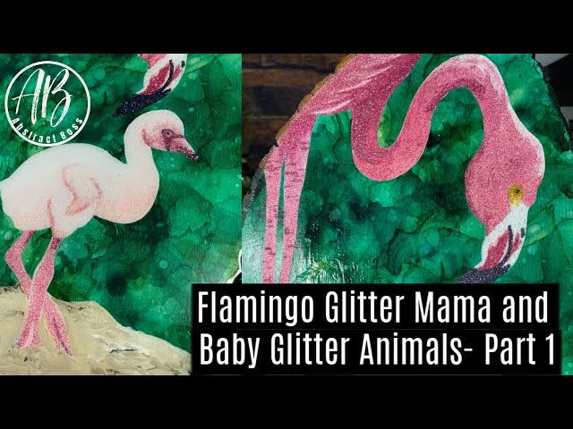 How to create mama and baby flamingo glitter animals on wood  Part 1