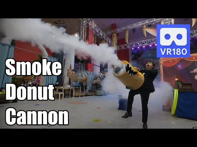 3D 180VR 4K Fire a Smoke Cannon 😍😍 Smoke donuts fly in the air in Magic Show