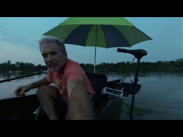 Evening on one canoe with new transom mount.