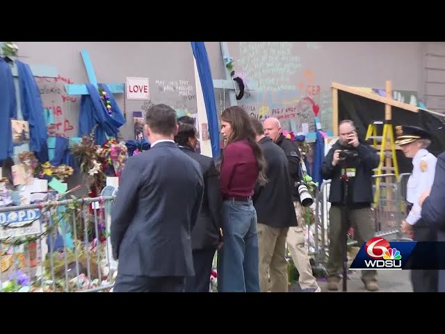 Secretary of the Department of Homeland Security director visits Bourbon Street terror attack mem...