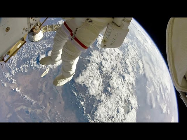 NASA Astronauts Space Walk Outside the ISS