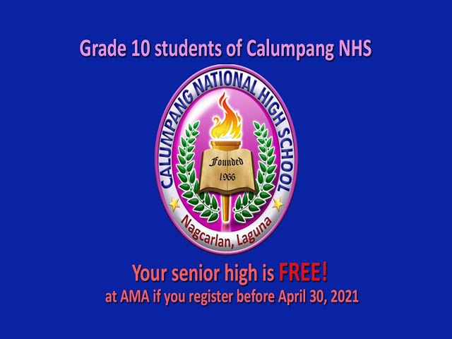 AMA's FREE Senior High School for Calumpang National High School students